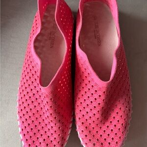 Ilse Jacobsen Bright Coral Perforated Slip-On Flats